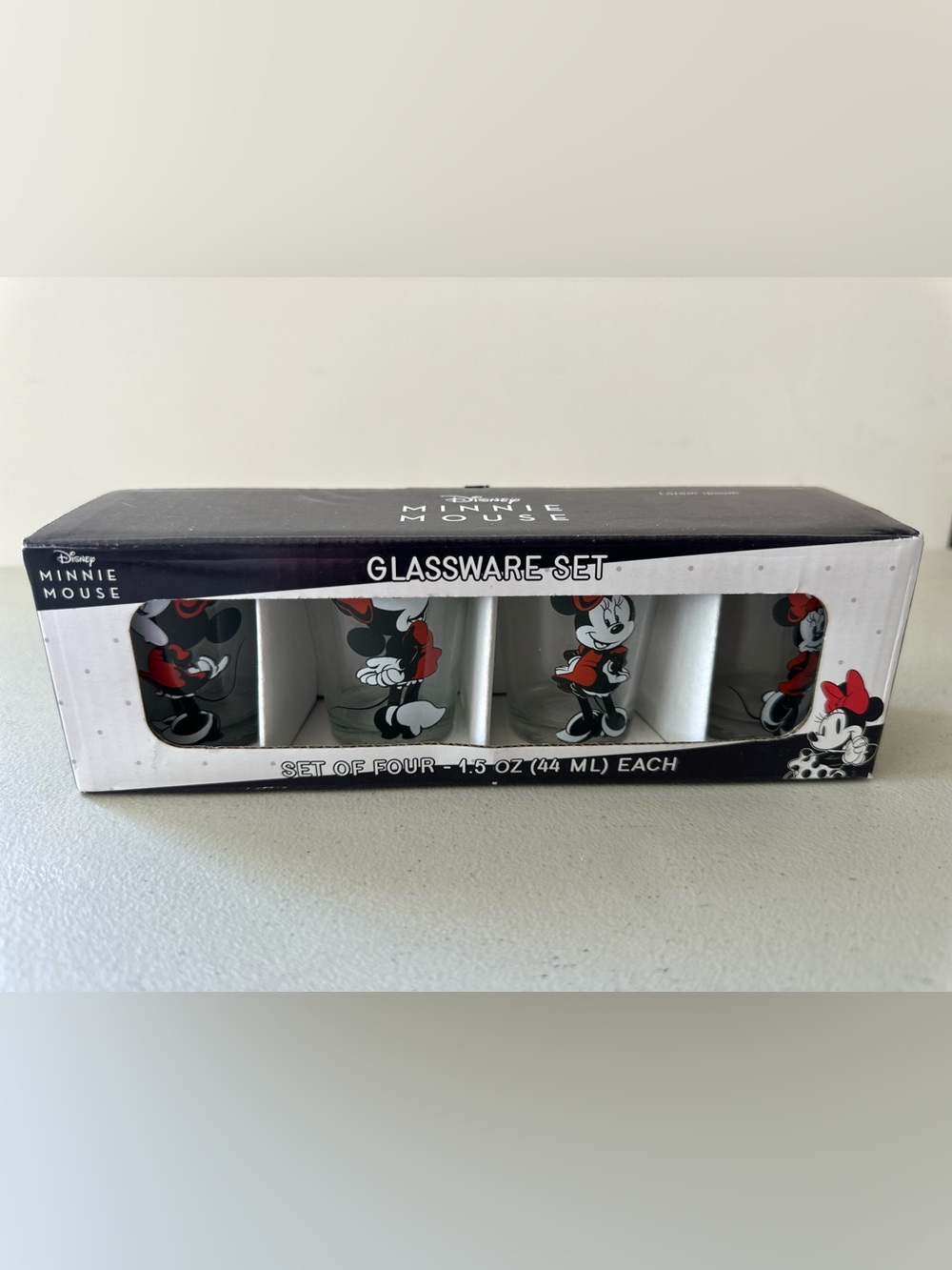 Disney Minnie Mouse Shot Glasses Set of Four NIB Silver Buffalo